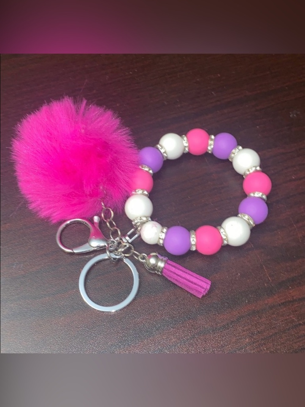 Handmade Keychain with pom-pom
